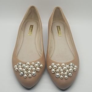 Louise et Cie Nude Colored Flats with Pearl Detail